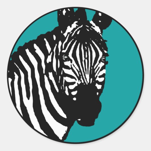 zebra. ronde sticker (Voorkant)
