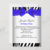 Zebra Royal Blue High Hiel Black Birthday Party Kaart (Achterkant)