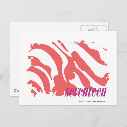 Zebra roze 4 briefkaart (Voorkant / Achterkant)