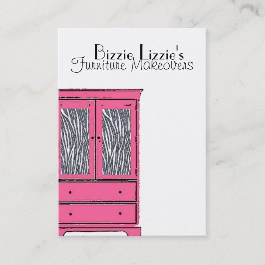 Zebra Roze Armoire Visitekaartje (Voorkant)