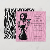 zebra roze; bachelorette kaart (Voorkant / Achterkant)