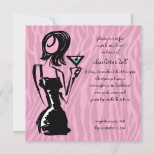 zebra roze; bachelorette kaart