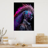Zebra Roze Bird Mohawk - Weirdcore Rainbow Poster (Keuken)