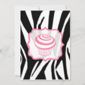 Zebra & Roze Cupcake Birthday Party Invite Kaart (Achterkant)