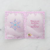 Zebra, Roze Cupcake & Sneeuw Sequins Kerst Kaart (Binnen)