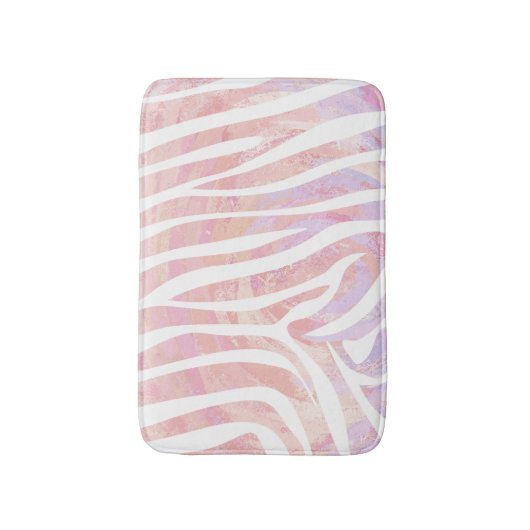 Zebra roze en witte afdrukken badmat (Voorkant Verticaal)