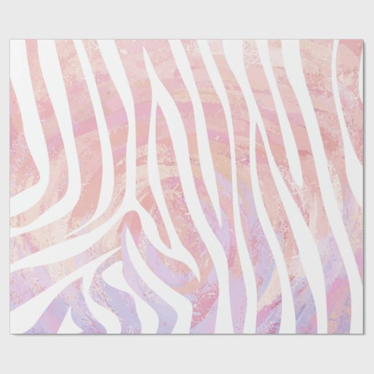 Zebra roze en witte afdrukken cadeaupapier (Vlak)