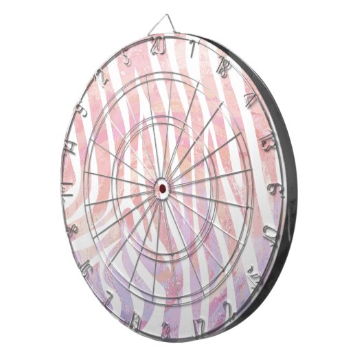 Zebra roze en witte afdrukken dartbord (Voorkant Rechts)