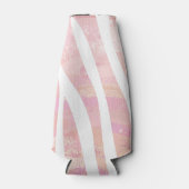 Zebra roze en witte afdrukken flesjeskoeler (Voorkant)