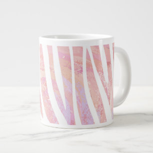 Zebra roze en witte afdrukken grote koffiekop