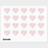Zebra roze en witte afdrukken hart sticker (Vel)