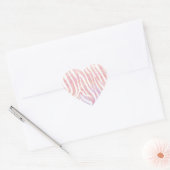 Zebra roze en witte afdrukken hart sticker (Envelop)