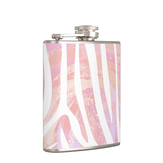 Zebra roze en witte afdrukken heupfles (Rechts)