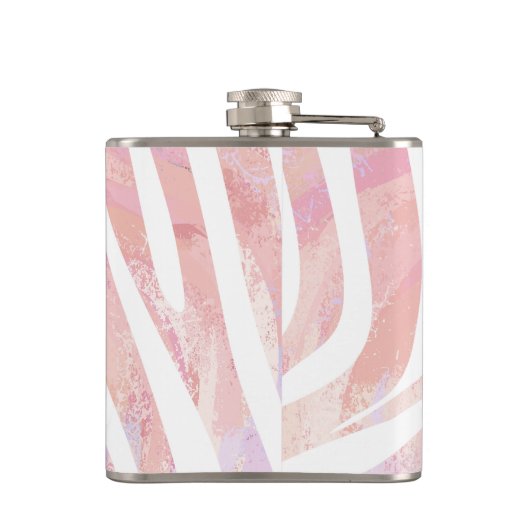 Zebra roze en witte afdrukken heupfles (Achterkant)