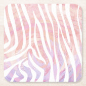 Zebra roze en witte afdrukken kartonnen onderzetters (Voorkant)