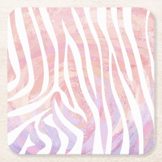 Zebra roze en witte afdrukken kartonnen onderzetters (Voorkant)