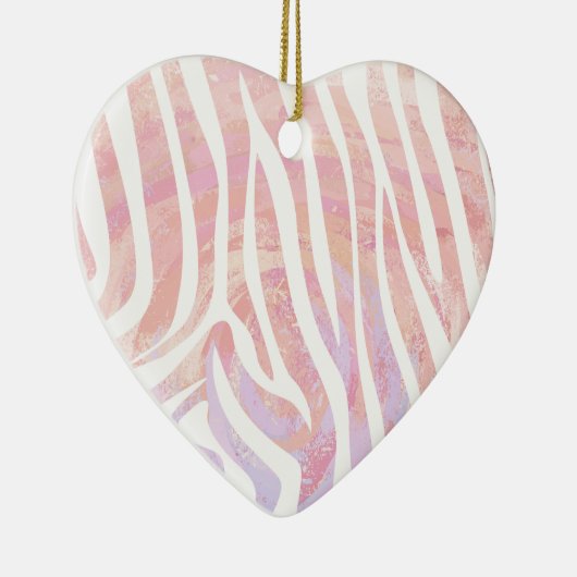 Zebra roze en witte afdrukken keramisch ornament (Rechts)