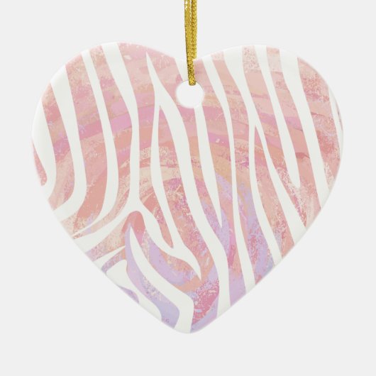 Zebra roze en witte afdrukken keramisch ornament (Voorkant)