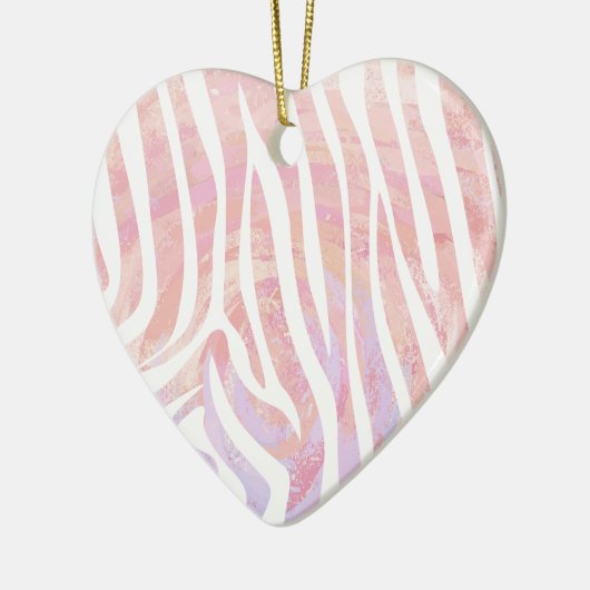 Zebra roze en witte afdrukken keramisch ornament (Links)