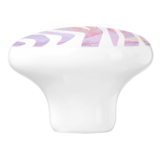 Zebra roze en witte afdrukken keramische knop (Zijkant)