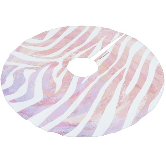 Zebra roze en witte afdrukken kerstboom rok (Gekanteld)
