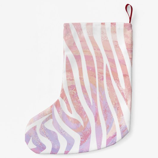 Zebra roze en witte afdrukken kleine kerstsok (Achterkant)