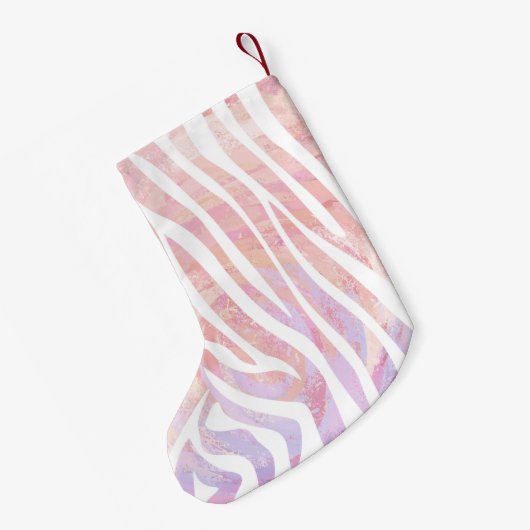 Zebra roze en witte afdrukken kleine kerstsok (Achterkant (Hangend))