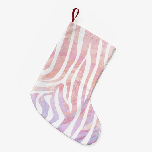 Zebra roze en witte afdrukken kleine kerstsok (Voorkant (Hangend))