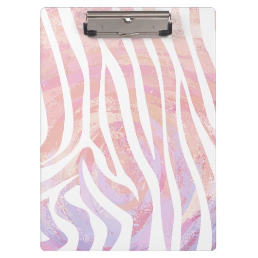 Zebra roze en witte afdrukken klembord (Voorkant)