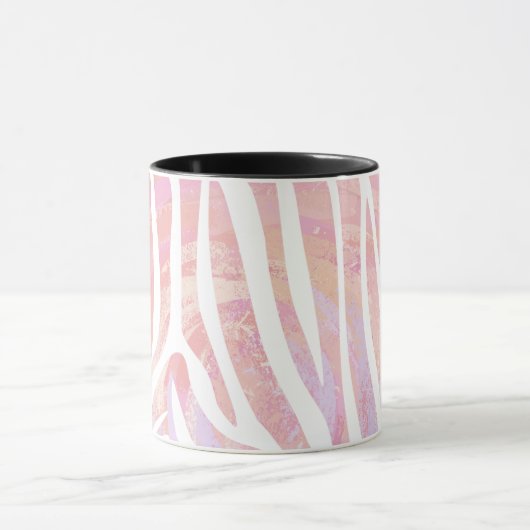 Zebra roze en witte afdrukken mok (Midden)