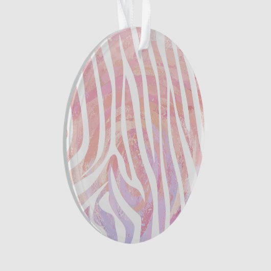 Zebra roze en witte afdrukken ornament (voorkant)