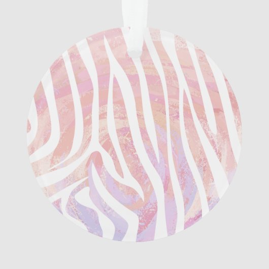 Zebra roze en witte afdrukken ornament (achterkant)