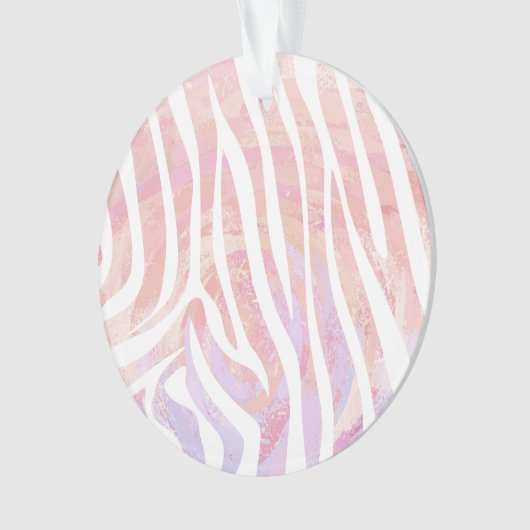Zebra roze en witte afdrukken ornament (voorkant)