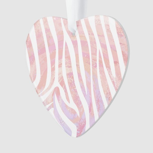 Zebra roze en witte afdrukken ornament (voorkant)