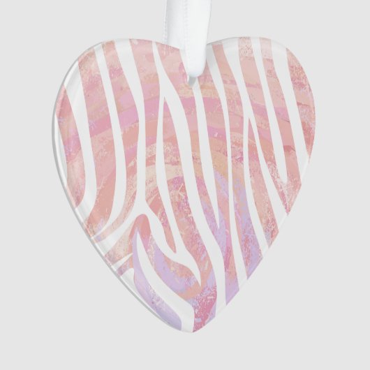Zebra roze en witte afdrukken ornament (voorkant)