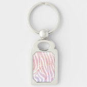 Zebra roze en witte afdrukken sleutelhanger (Voorkant)