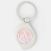 Zebra roze en witte afdrukken sleutelhanger (Voorkant)
