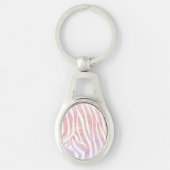Zebra roze en witte afdrukken sleutelhanger (Voorkant)