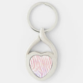 Zebra roze en witte afdrukken sleutelhanger (Voorkant)