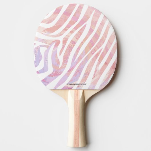 Zebra roze en witte afdrukken tafeltennisbatje (Voorkant)
