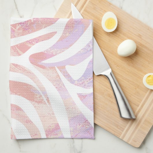 Zebra roze en witte afdrukken theedoek (Quarter Fold)