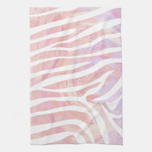 Zebra roze en witte afdrukken theedoek