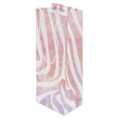 Zebra roze en witte afdrukken wijn cadeautas (Achterkant Gekanteld)