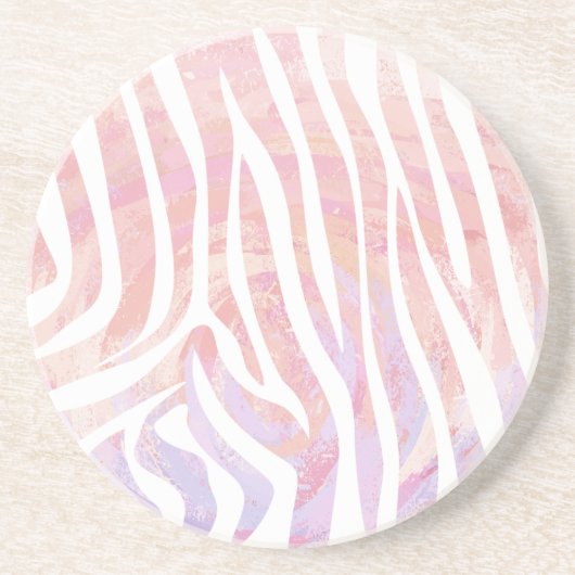 Zebra roze en witte afdrukken zandsteen onderzetter (Voorkant)