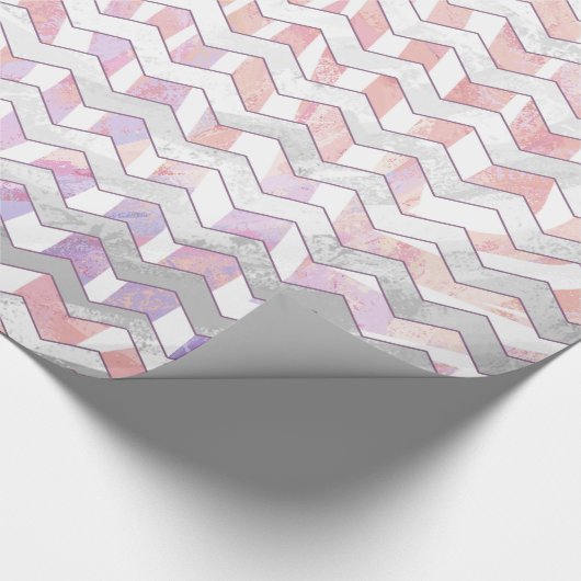 Zebra Roze en witte Chevron Cadeaupapier (Hoek)