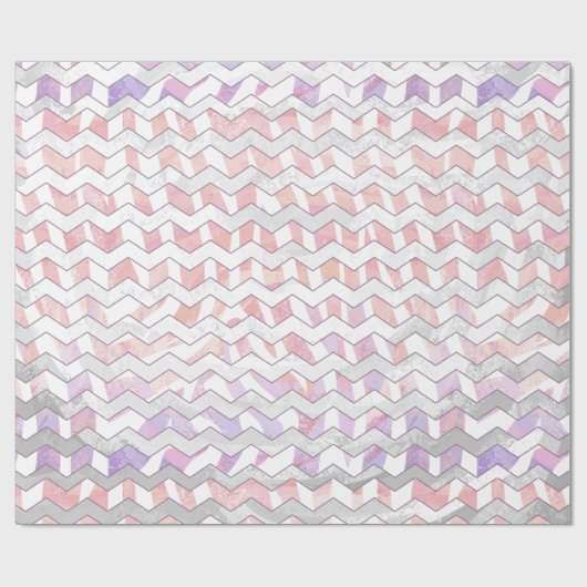 Zebra Roze en witte Chevron Cadeaupapier (Vlak)