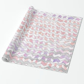 Zebra Roze en witte Chevron Cadeaupapier (Uitgerold)