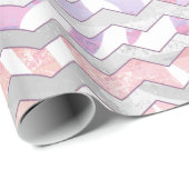 Zebra Roze en witte Chevron Cadeaupapier (Rol Hoek)