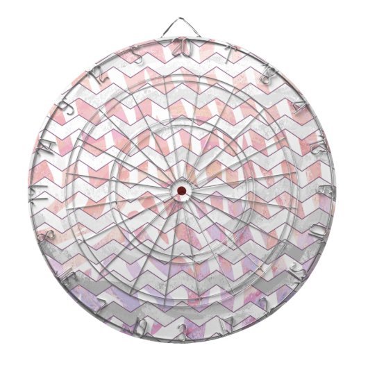 Zebra Roze en witte Chevron Dartbord (Voorkant)