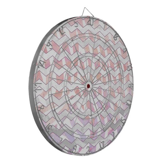 Zebra Roze en witte Chevron Dartbord (Voorkant Links)